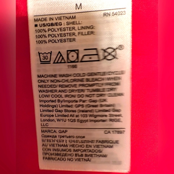 Gap Womens Winter Puffer Jacket Red Size M - Picture 6 of 7